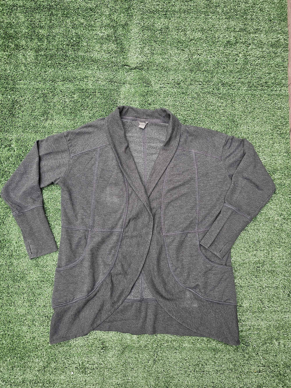 Eddie Bauer Gray Open-Front Shawl Collar Cardigan Sweater